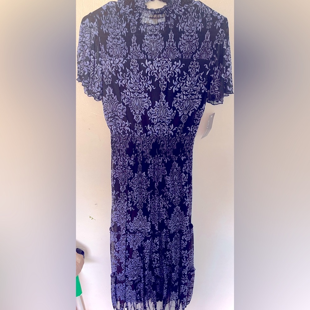 Blue n black floral dress